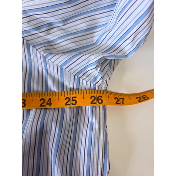 Hamilton Custom Shirtmaker Blue White Striped Button Down Dress Shirt 17 34/35? - Picture 8 of 8
